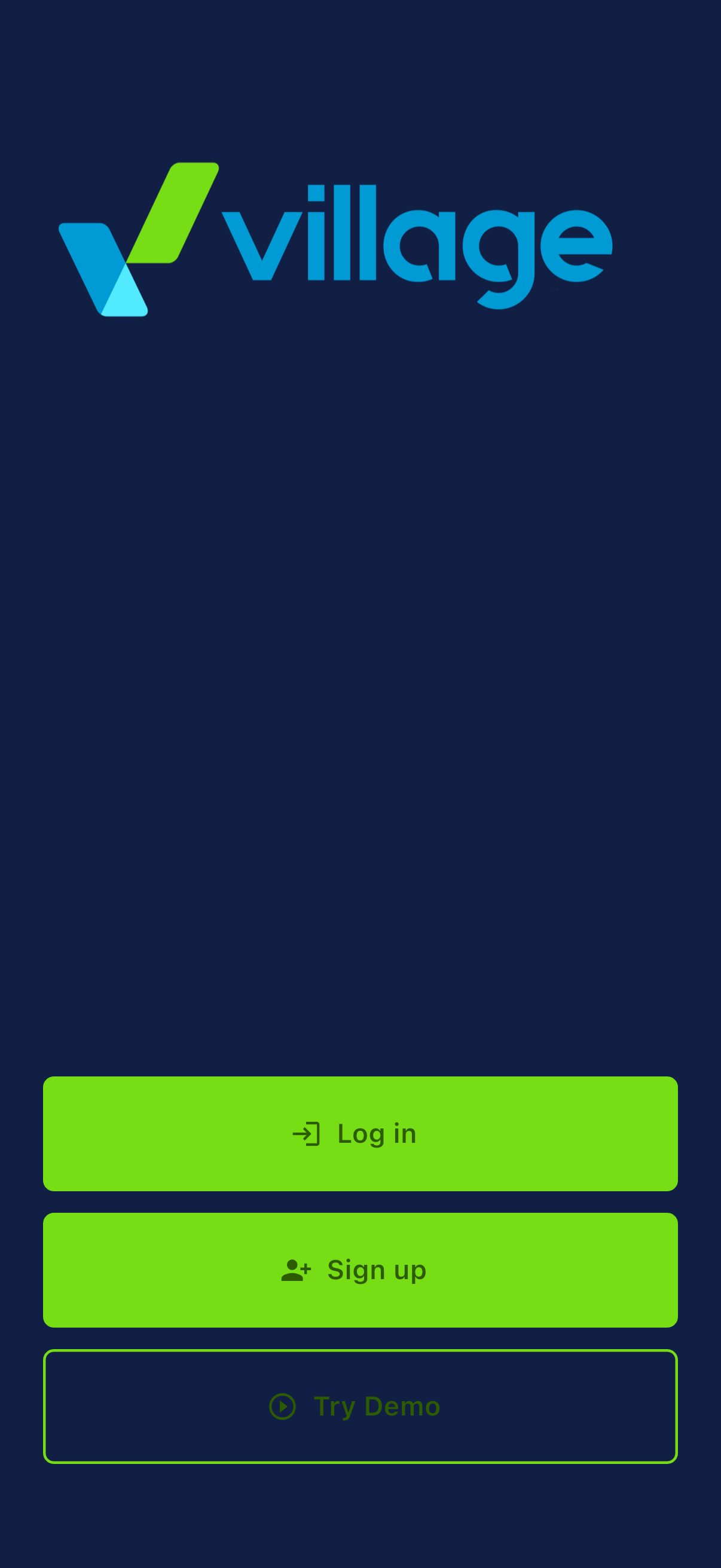 Village app launch screen